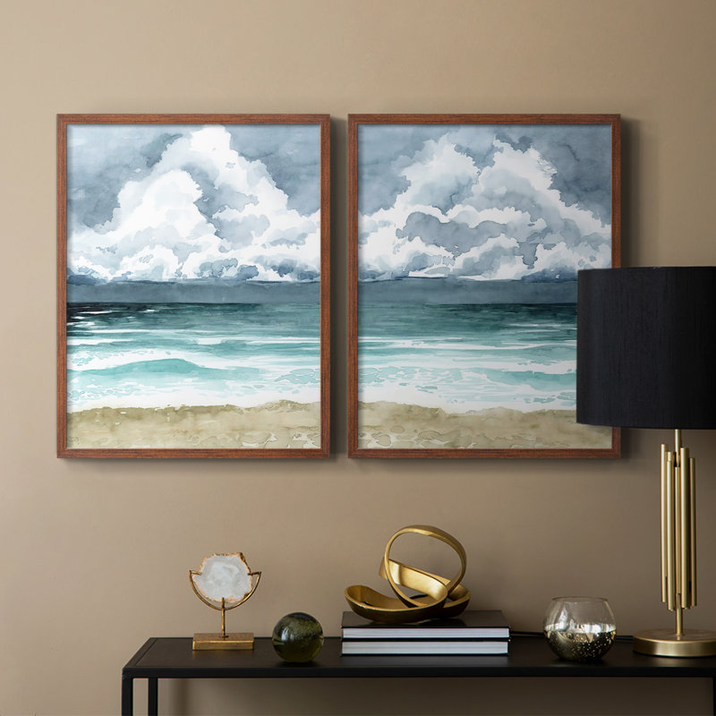 Impression encadrée South Beach Storm I-Premium - prête à être accrochée - aucun clou requis - aucun clou requis, Noyer