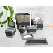Bathroom Accessories Set with Tissue Box Cover, Soap Dish, Cotton Swab –  MyGift