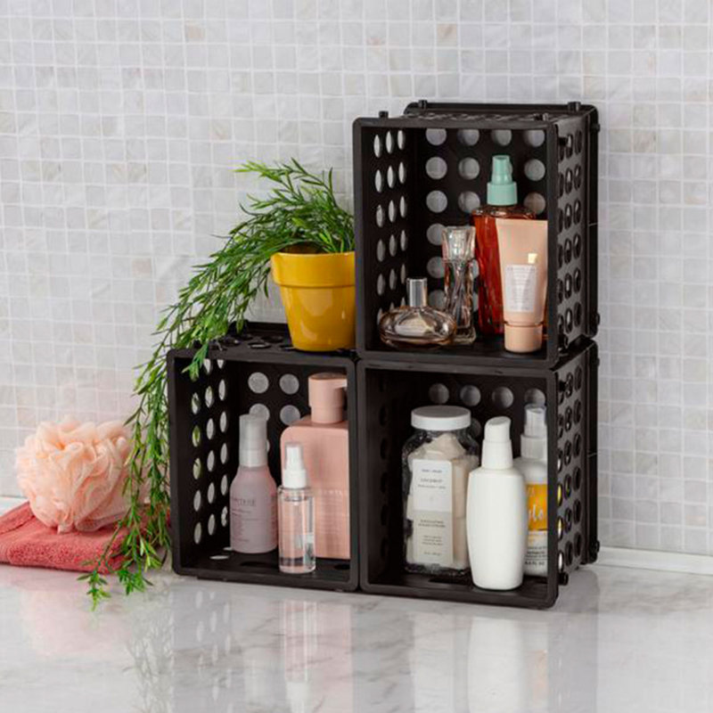 Convenient Mini Plastic Crate Set, 36-Pack, Black