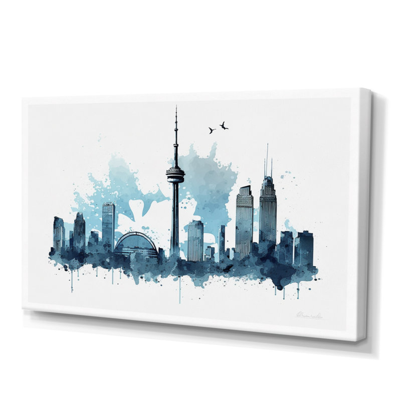 Toronto Skyline V - reproduction sur toile, H 12 po x l 20 po x P 1 po, Toile tendue