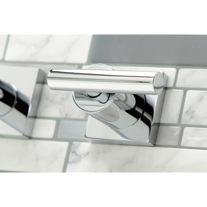 Kingston Brass Manhattan Two-Handle 3-Hole Wall Mount Roman Tub Faucet, Polished Chrome