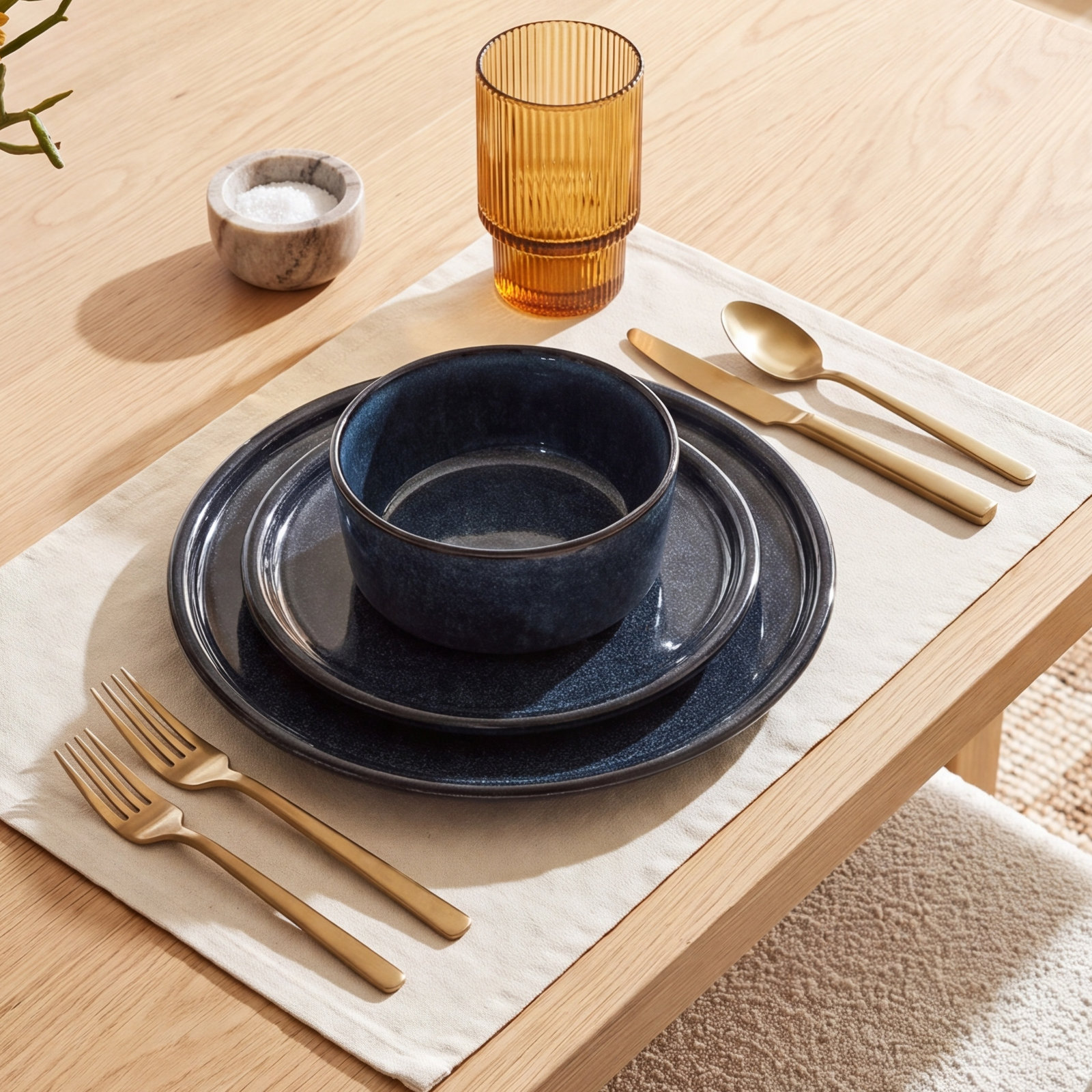 Eden Ceramic Dinnerware Set, Blue