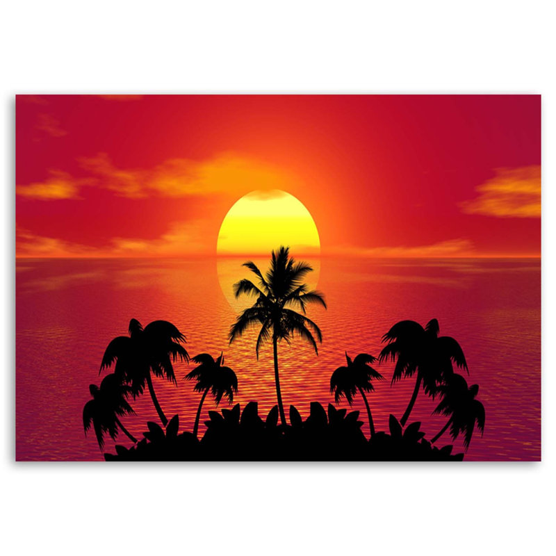 Sunset And Palm Trees - Wrapped Canvas Print, 70cm H x 100cm W