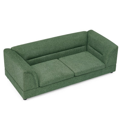 Canapé rectangulaire surdimensionné pour animaux de compagnie de 51,75 pouces avec accoudoirs incurvés, canapé surélevé en tissu lin pour chiens de races moyennes, grandes et géantes