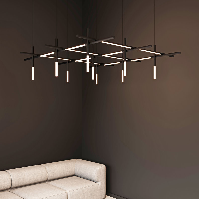 Labyrinth Dimmable LED Modern Linear Chandelier, Satin Black