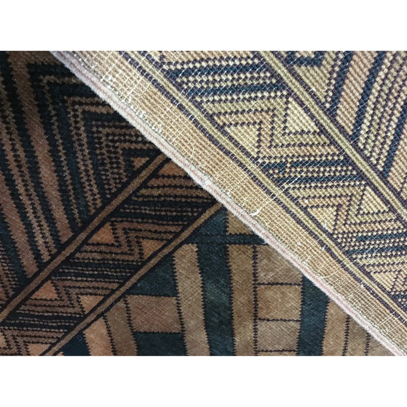 Wool Geometric Area Rug in Brown/Blue/Beige