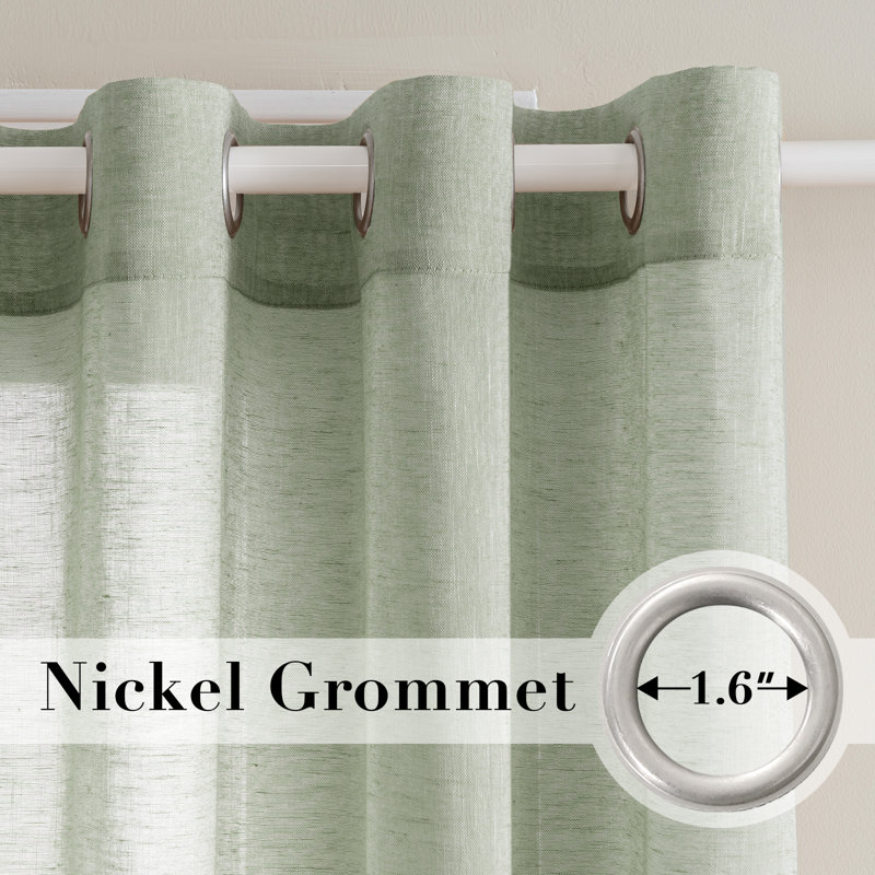 Rideaux semi-transparents avec œillets en mélange de lin - 37 po / 52 po de largeur, panneaux semi-privés et filtrant la lumière pour chambre à coucher 