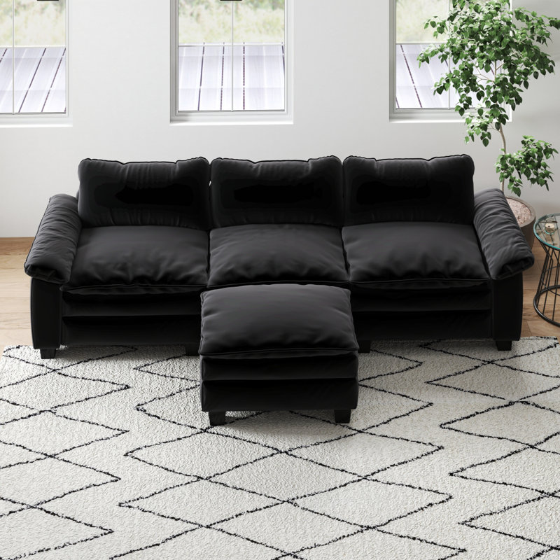 Canapé modulaire de luxe avec canapé et repose-pieds Modern Modern Furniture, Noir