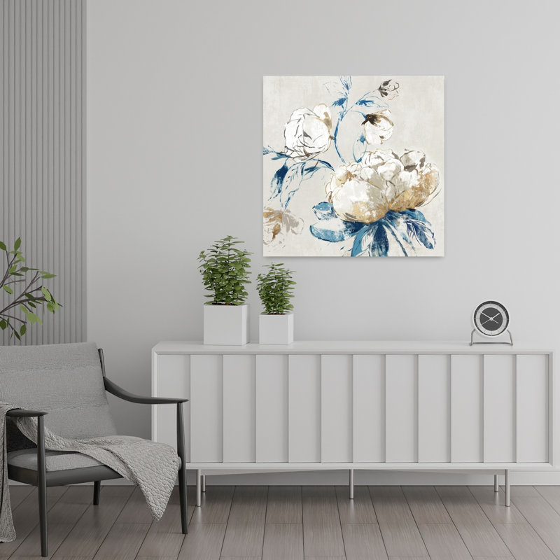 Pivoine délicate rétro dorée II, H 24 po x l 24 po