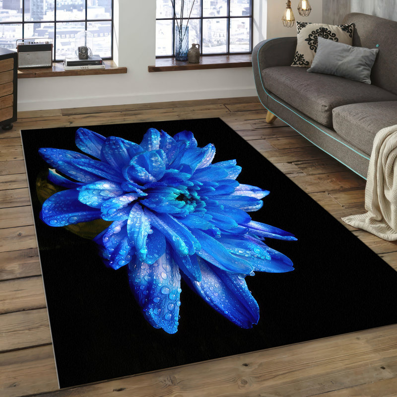 Chic Non-Woven Thin Printed Rug with Intricate Floral Motifs for Modern Indoor Spaces, Rectangle 3'3" x 4'11"