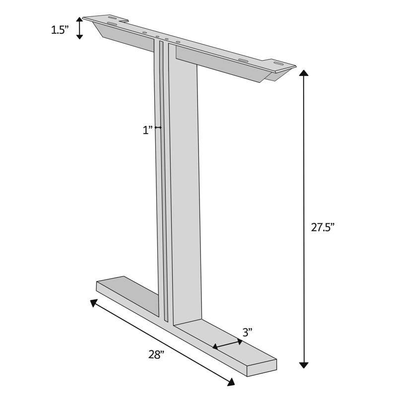 Dining 28.5" T-Shape Table Base, Pewter