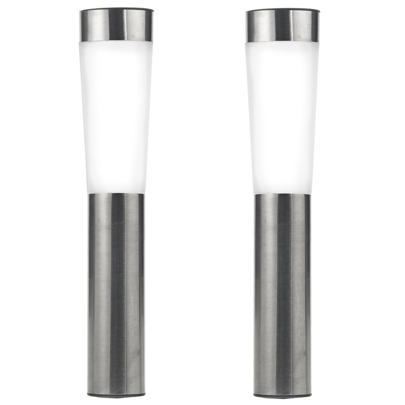 Amarillo Silver Low Voltage Solar Powered Integrated LED Steel Pathway Lights Pack