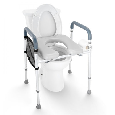 Raised Toilet Seat, 7-Position Height Adjustment 19.3" - 25.2", 350lbs Weight Capacity