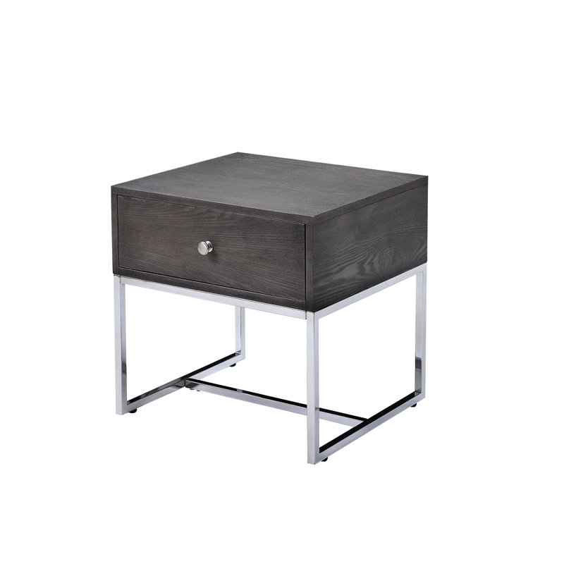 22" X 20" End Table With Grey Oak Surface And Detailing Depth Width Height In &