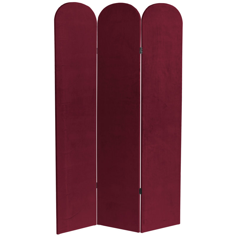 Wayt 3 - Panel Velvet Folding Room Divider, Burgundy