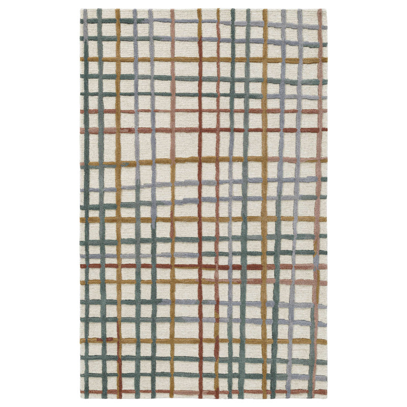 Polychrome: tapis moderniste touffeté à la main en multicolore, Tapis de couloir 2 pi 6 po x 8 pi
