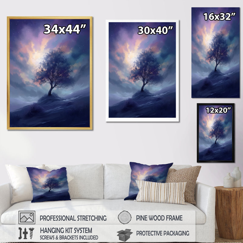 «Snowy Serenity Pinetree III», art mural sur toile, Cadre simple noir, H 32 po x l 24 po x P 1 po