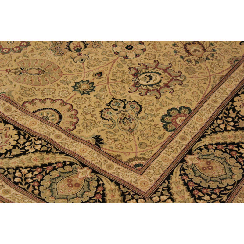 Tapis oriental en laine beige / brun 9 pi 1 po x 12 pi 1 po Aaru