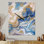 Horloge murale abstraite en métal Ocean Blue Golden Jasper Agate II