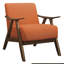 Chaise d'appoint moderne en orange avec rembourrage en mousse et structure en bois massif exposée pour la décoration intérieure Chaise: revêtement texturé, bois-1162210740