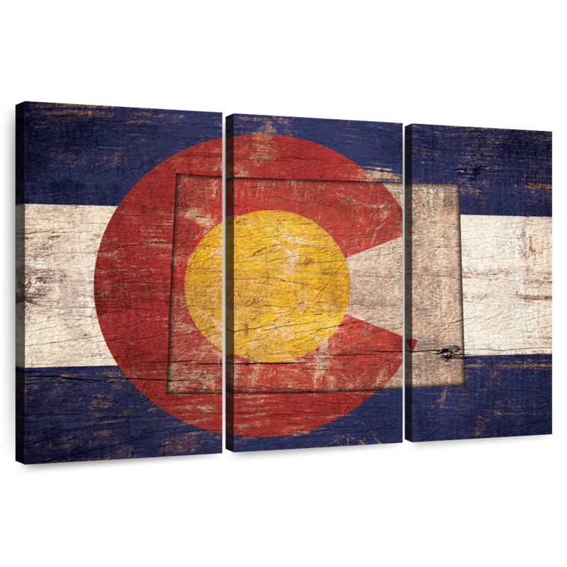 Borges State Map Over Colorado Flag, 36" H x 57" W