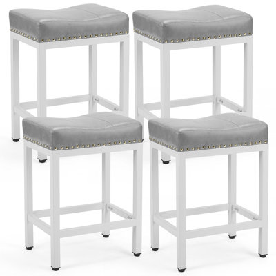 Tabouret de comptoir rembourré avec structure en bois massif (ensemble de 4)