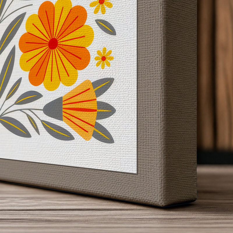 Symmetrical Study Botanical 1 Piece Wrapped Canvas Wall Art, 30x20 - 76.2 x 50.8 cm, Taupe Border