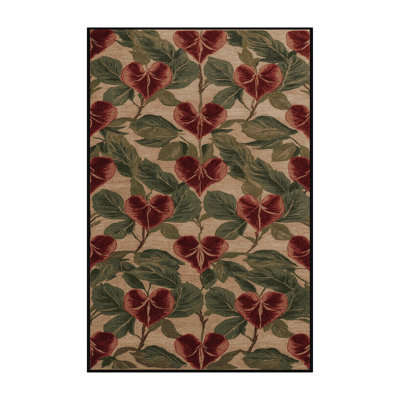 Machine Washable Botanical Brown Area Rug