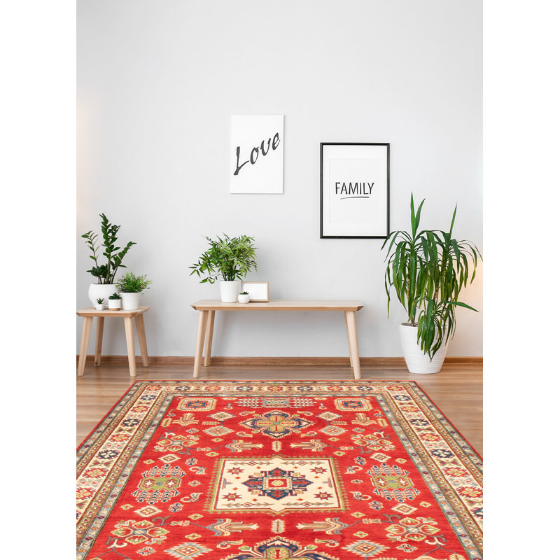 Tapis unique en laine noué à la main 6 pi 9 po x 9 pi 11 po nouvel âge Oesha