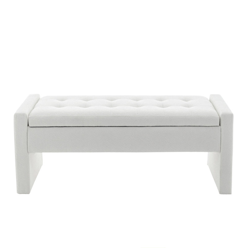 Rasner Upholstered Flip Top Storage Bench, White