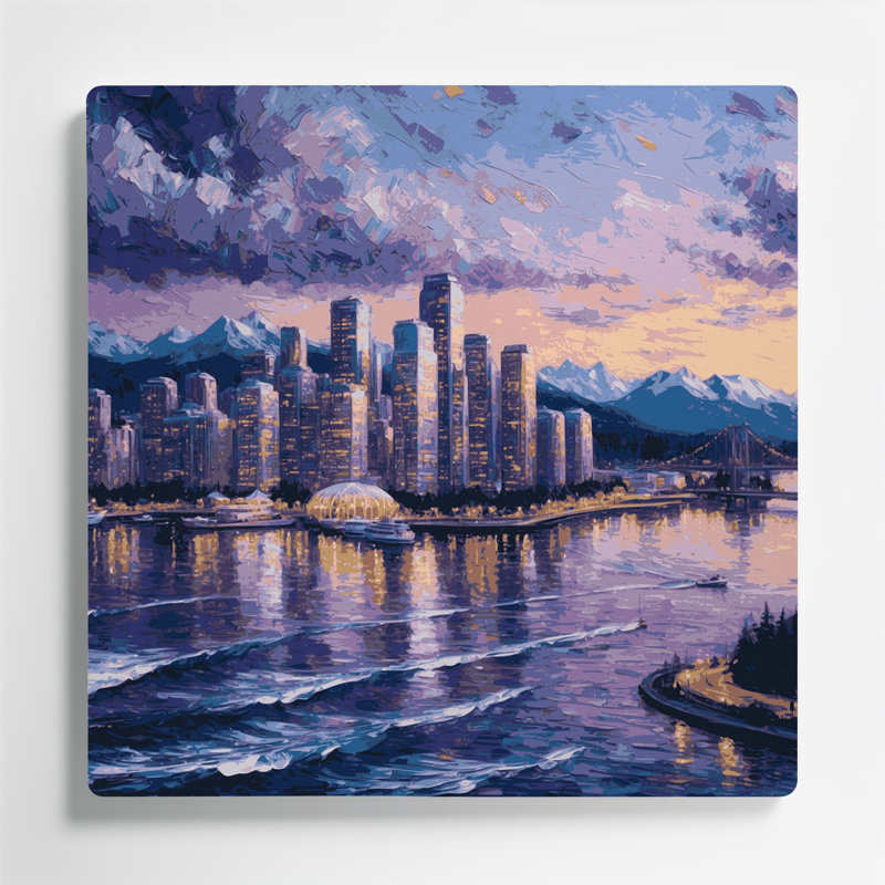 Art mural gris en villes, Vancouver, Colombie-Britannique, H 12 po x l 12 po
