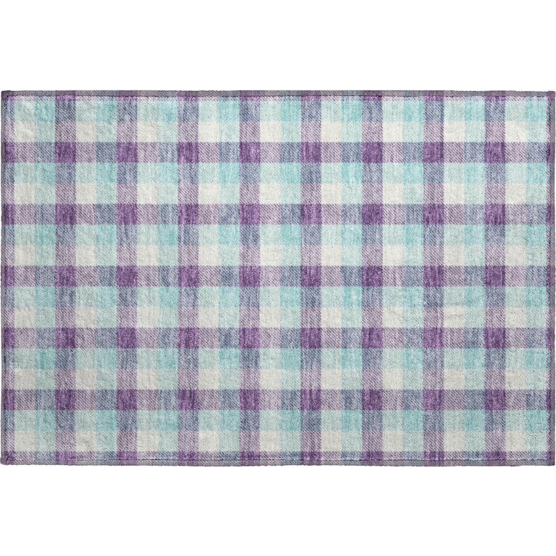 Premium Machine Washable Crumley AMF1053 Plaid Rug, Rectangle 1'8" x 2'6"