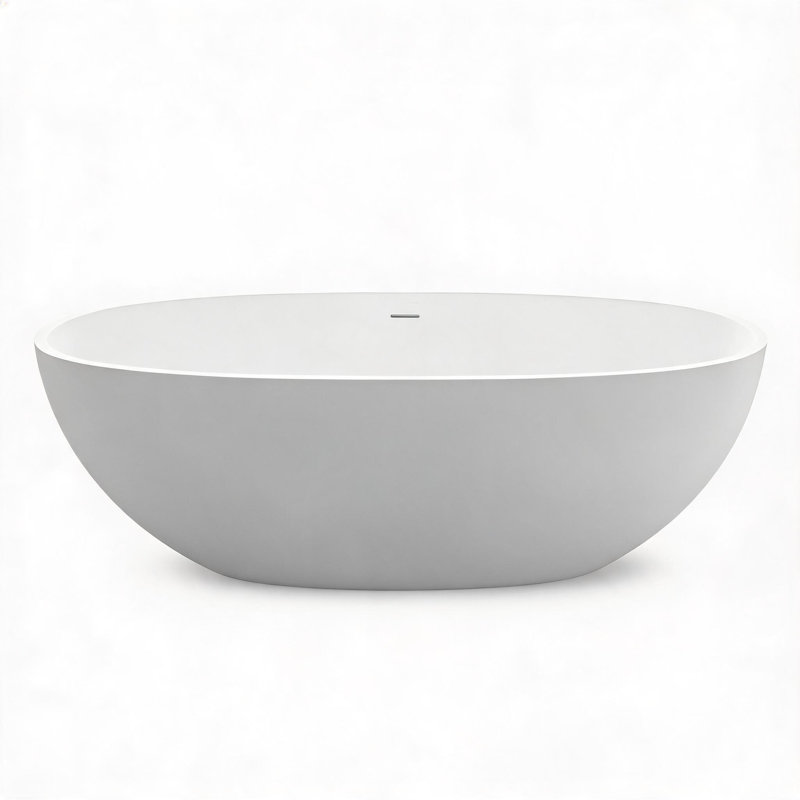 Baignoire profonde 71 po à surface solide blanc mat avec contour antidérapant