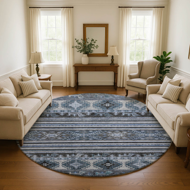 Premium Machine Washable Marasco AMF1626 Global Rug, Round 8'