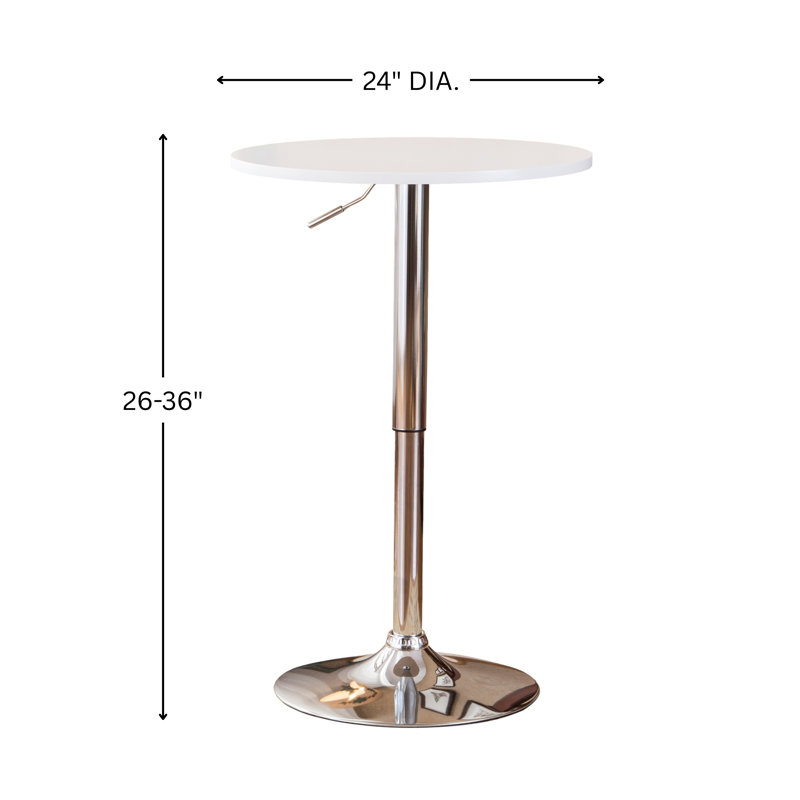 Franceska Round Metal Base Dining Table, White, Silver