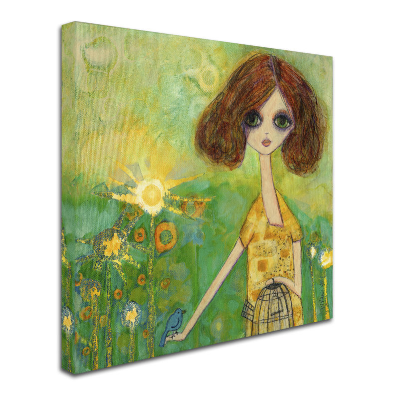 «Big Eyed Girl If You Stay or If You Go» de Berkley, reproduction sur toile tendue, H 14 po x l 14 po x P 2 po
