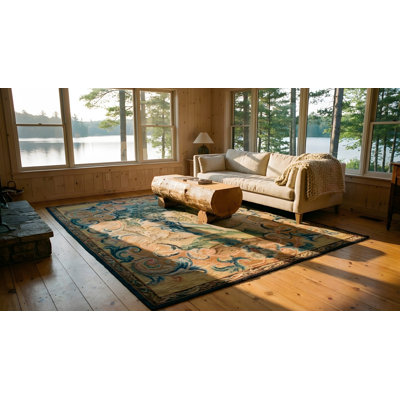 Tapis jaune antique en laine et en soie