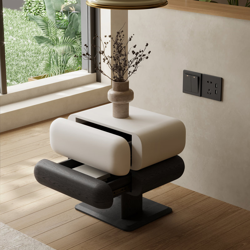 15.7'' W Nightstand Modern Side Table Bedroom with Drawer, Small End Bedside Table with Solid Wood Legs for Bedroom, Dorm and Living Room