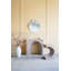 Console sculptée arquée 32,3 x 14,2 x 29,9 po avec finition en faux travertin beige