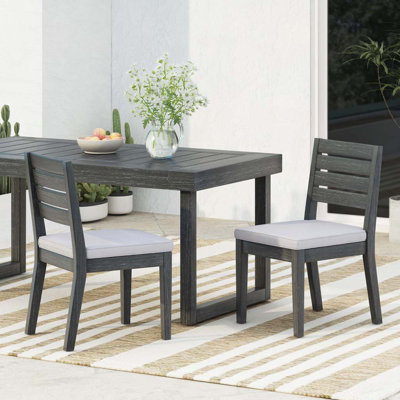 Outdoor Acacia Wood Armless Chairs with Cushions,Dining Chair