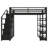 Queen Size Metal Loft Bed with Storage Shelves, Cabinets & Wardrobe, Black Finish