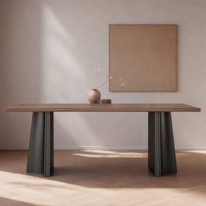 Modern simple rectangular solid wood dining table, 29.5"H x 62.9"L x 31.4"W
