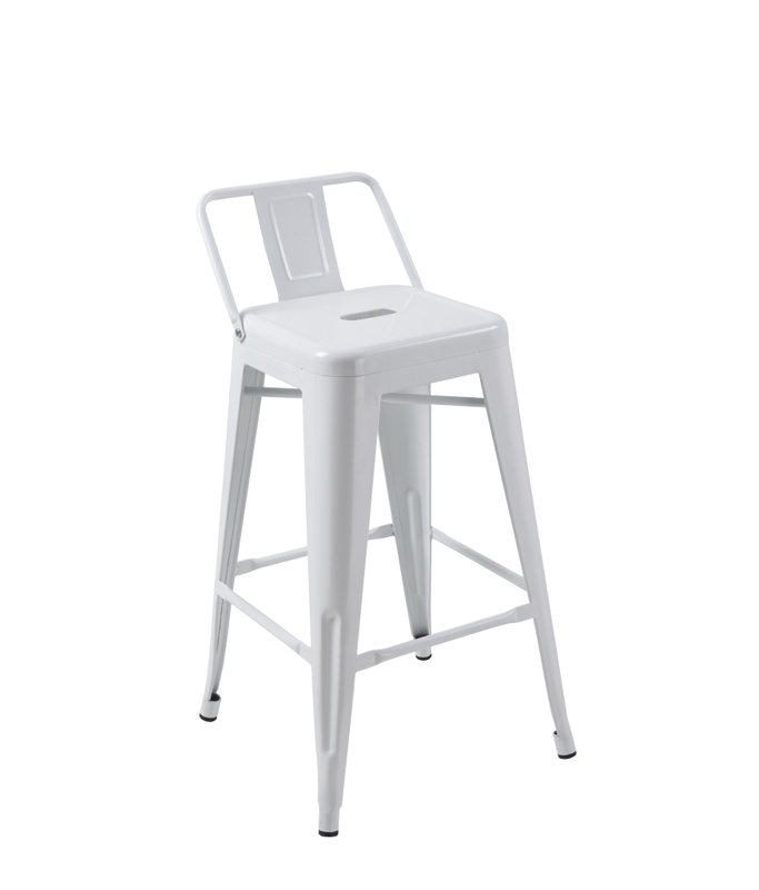 Perry Upholstered Counter Stool with Metal Frame, White