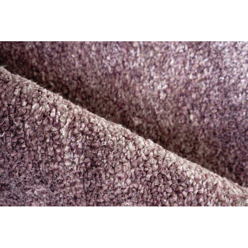 Plush Ombre Hand-Knotted Wool/Viscose Area Rug in Deep Mauve, Rectangle 9' x 12'