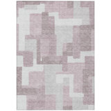 Tapis intérieur lavable abstrait 8 pi x 10 pi gris et ivoire