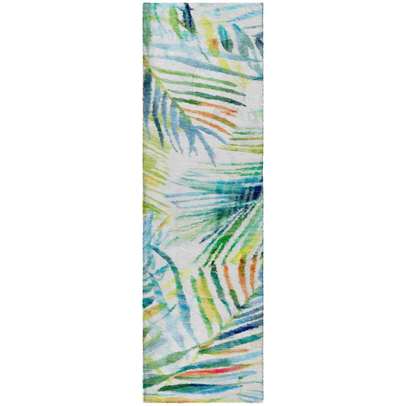 Premium Machine Washable Dream Shag ADS199 Leaves Rug, 2'3" x 7'6" Runner