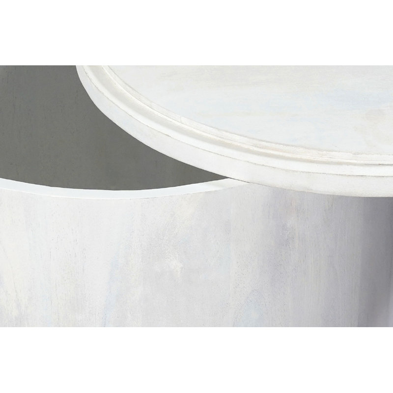 Elegant White 30" Round x 18" High Nesting Coffee Table with Hidden Storage
