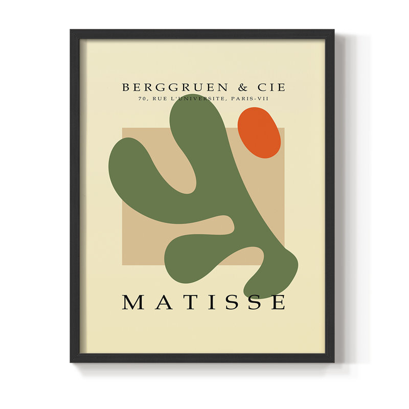 Matisse CECXLI, reproduction d'art encadrée - bois massif, Noir, H 20 po x l 16 po