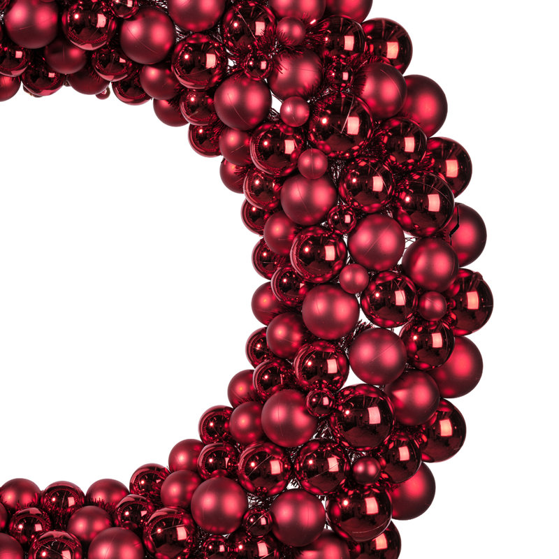 Couronne de boules brillantes et mates, Rouge, 36"