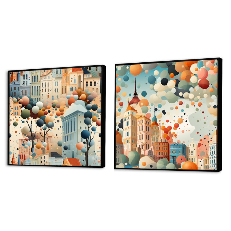 Costilla - Ensemble de 2 collages abstraits carrés, Cadre flottant noir, H 16 po x l 33 po